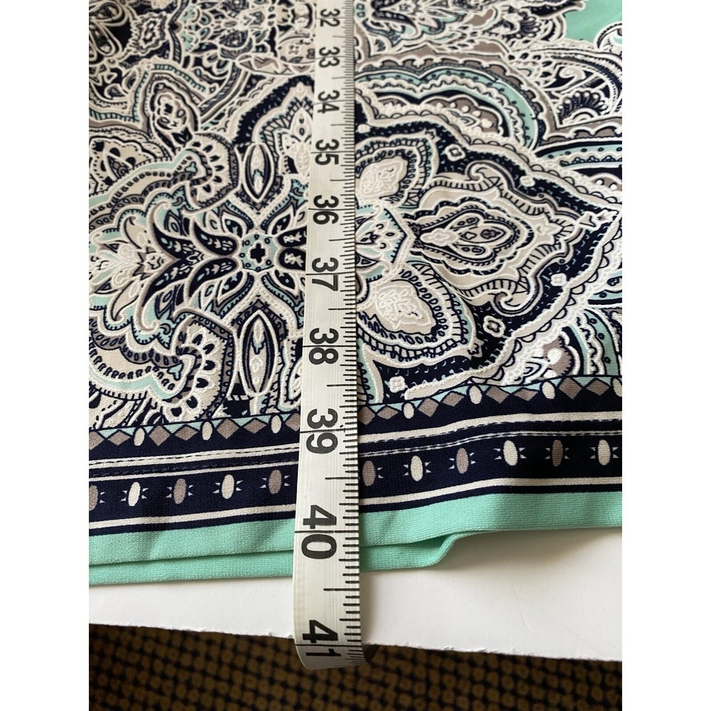 Paisley Size2X Dress Aqua Blue‎ Black White Career Studio One New York NWT Comfy - Picture 9 of 10